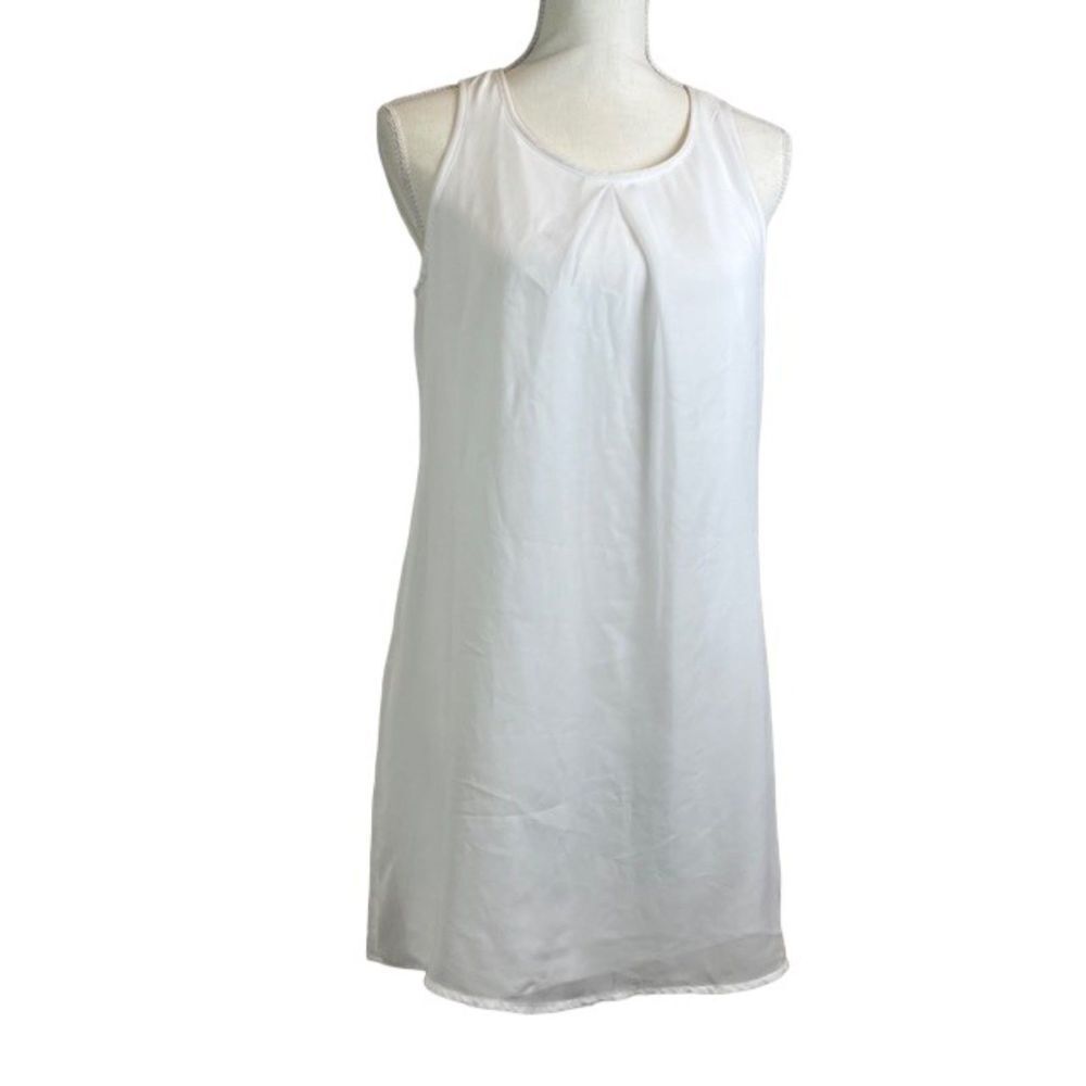 As U Wish White Chiffon Mini Dress Lined Keyhole‎ Button Back M